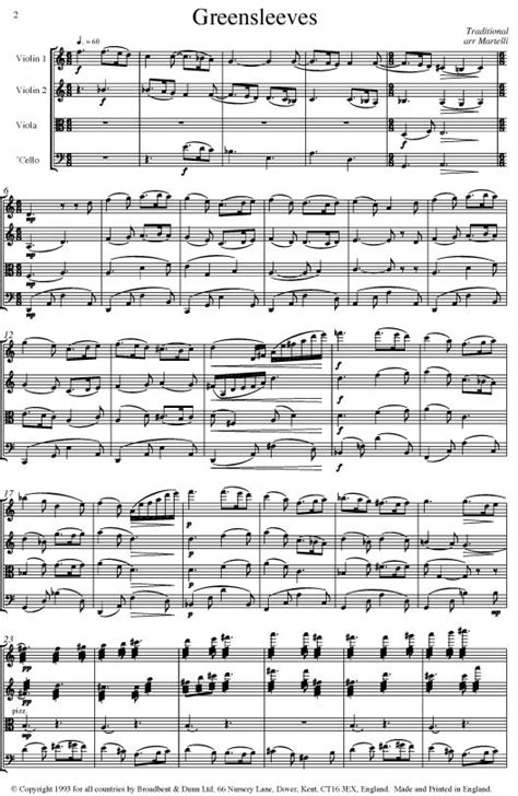  Greensleeves - English Traditional Folk Song Arr. For Piano Quartet (score And Parts) by Traditional
